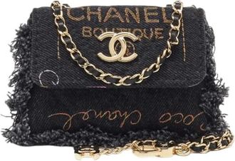 Chanel Pre-owned Denim Mini Bag - Dames - Vintage Mini Tas - Zwart - ONE Size - Denim - Vintage