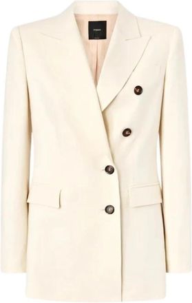 Pinko Amalfi Jacket - Dames - Blazers - Wit - M - Leer - Jassen