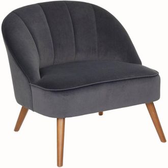 Atmosphera Atmosphera - Sill&oacute;n Naova - Terciopelo - Patas De Imitaci&oacute;n De Madera Gris Cr&eacute;ateur DInt&eacute;rieur