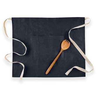 Solino Home Linen Bistro Apron - Kitchen Linen in Indigo /Ivory at Nordstrom, Size Small