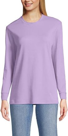 Lands End Long Sleeve Cotton Interlock Crew T-Shirt in Whisper Lilac at Nordstrom, Size X-Large