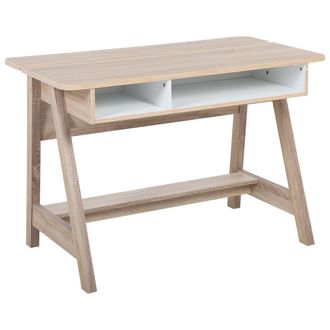 Beliani Beliani - Escritorio Madera Clara 110 X 60 Cm 2 Estantes Reposapi&eacute;s Escandinavo Jackson