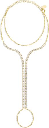 SHYMI Pav&eacute; Tennis Hand Chain -.925 Sterling Silver, 14K Gold-Plated, Rhodium Plated, 6 with 2 Extender, Cubic Zirconia Detailing, Day to Night