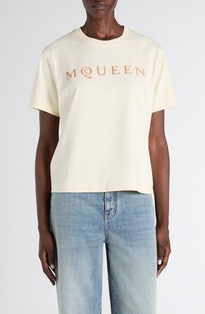 Alexander McQueen Jersey Logo T-Shirt in Cream at Nordstrom, Size 12 Us