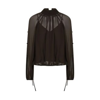 Dante6 Sonia Bohemian Chiffon Blouse - Dames - Blouses & Shirts - Bruin - Maat: XL Chiffon