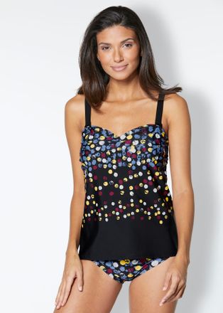 Feel Good Tankini-Top FEEL GOOD, Damen, Gr. 40, Cup B, schwarz (schwarz, getupft), Polyamid, Bikini-Oberteile Tankini-Top