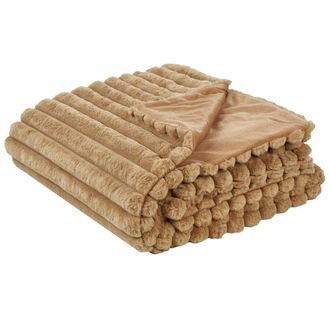 Beliani Beliani - Colcha Decorativa De Tela Suave Dormitorio 200 X 220 Cm Marr&oacute;n Claro Rakya