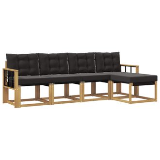 vidaXL Conjunto De Sof&aacute;s De Exterior Con Coj&iacute;n 5 Pcs Blanco Y Negro Vidaxl