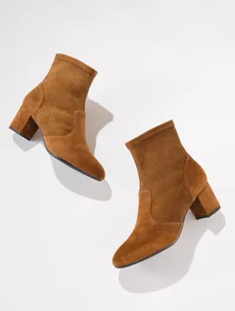 Talbots Pardo Suede Block Heel Booties - Caramel - 10 1/2 M Talbots
