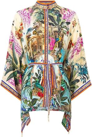 Camilla Button Through Scarf Blouse Bodrum Botanicals - Dames - Overhemden - Veelkleurig - Xs/S - Overhemden