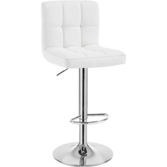 Woltu Sgabelli Bar in Finta Pelle Set di 1 Sgabelli Cucina Moderni Sgabello Bar Regolabili e Girevole, Bianco
