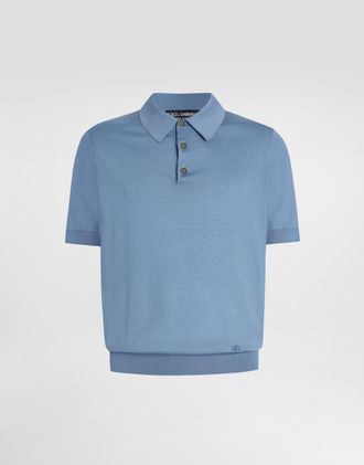 Dolce & Gabbana Silk Polo Shirt - Man Sweaters And Cardigans Azure 44