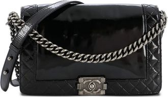 Chanel Reverso Boy Flap Bag Patent New Medium shoulder bag - Nero