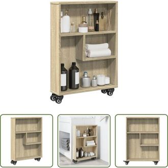 vidaXL vidaXL Carrello in legno ingegnerizzato - Carrello portaoggetti stretto in rovere Sonoma 48x13x68 cm in legno ingegnerizzato