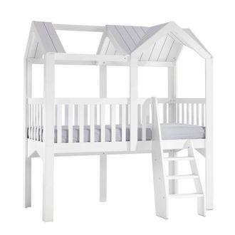 Muemue Cama Alta Madera Blanco 223.8x209.4x110.3cm