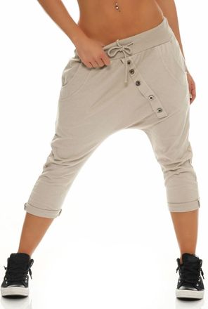 Malito more than fashion mailto Short Boyfriend Pants with Button Tape 8015 Women One Size (Beige)