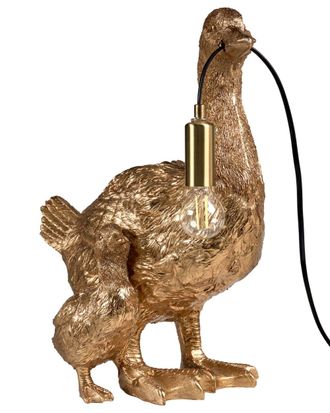 Beliani L&aacute;mpara de mesa pato dorado