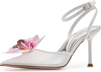 Jessica Simpson Vilyria 3D Floral Embellished High Heel Womens Shoes Bright White : 8.5 M, Textile
