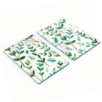 OEM Eleganti E Resistenti Taglieri Da Cucina In Vetro Con Motivo A Eucalipto, 2x40x52 Cm