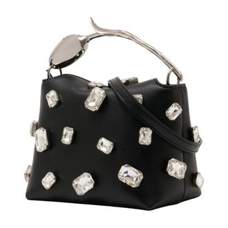 Erdem Womens Mini Bloom Bag Leather Black Calfskin Handbags-purses