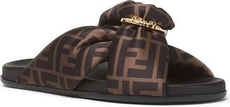 Fendi Feel Knotted Slide Sandal in Tabacco Nero at Nordstrom, Size 10.5Us
