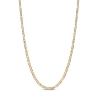 SHYMI 3mm Classic Tennis Necklace -.925 Sterling Silver, 14k Gold-Plated - Rhodium Plated, Cubic Zirconia, Adjustable Chain