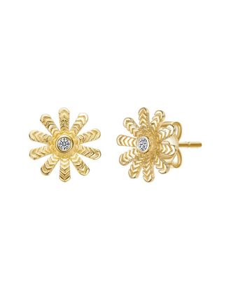 Genevive 14K Plated Cz Flower Earrings