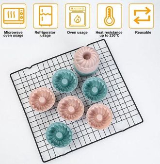 OEM Moldes Peque&ntilde;os Para Bizcochos Bundt - Reutilizables - 20 Unidades - Silicona - &Oslash; 6,5 Cm