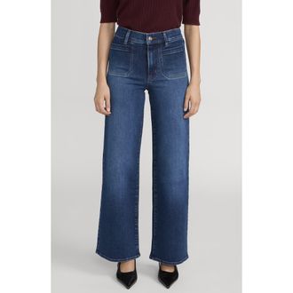Frame Denim Le Pixie Slim Palazzo Patch Pocket High Waist Wide Leg Jeans in Savior at Nordstrom Rack, Size 30P
