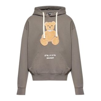 Palm Angels Hoodies, male, Gray, M, Bear Hoodie
