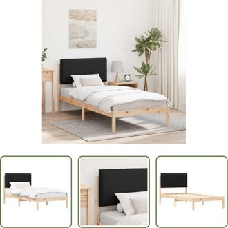 vidaXL Letto in legno massello - Letto con Testiera Rivestita Nero 80 x 200 cm Pino massello