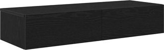 vidaXL Wall Shelf with Drawers Black 100x36x19 cm Engineered Wood vidaXL