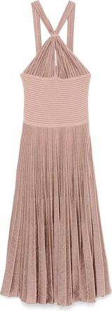 Antonino Valenti Beige Geribbelde Gebreide Keyhole Jurk - Dames - Feestkleedjes - Roze - S - Kleedjes