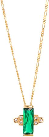 V by Laura Vann Laura Vann Audrey 18kt Gold-plated Necklace - Green