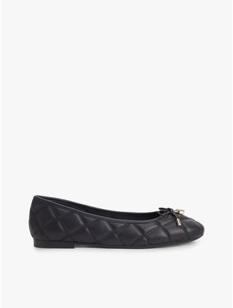 Tommy Hilfiger Womens Quilted Leather Ballet Flat - Black - US 7.5 / EU 38