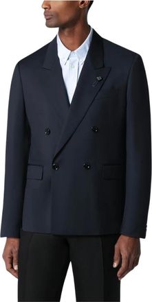 Lardini Double-Breasted Jacket - Heren - Business blazers - Blauw - 2XL - Wol - Kostuums