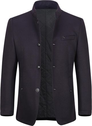 AlltheMen Mens Trench Coat Regular Fit Long Sleeve Jacket Warm Winter Vintage Casual Overcoat Button Closure Outwear Coats Wine Red 3XL