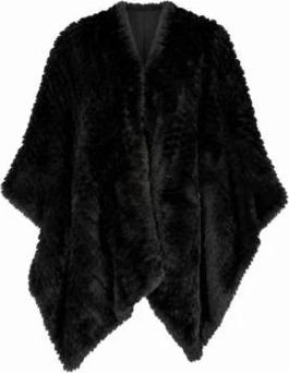 Pinko Pinko, Jassen, Dames, Zwart, ONE Size, Luxe Imitatiebont Poncho Cape