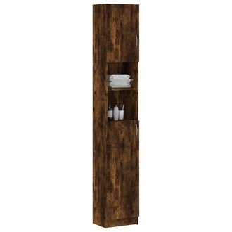 Berkfield Home Premium Bathroom Cabinet Smoked Oak 32x25.5x190 cm Engineered Wood in Brown