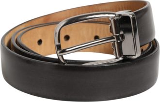 Dolce & Gabbana Men Black Leather Classic Metal Buckle Mens Belt (Pre-Owned)