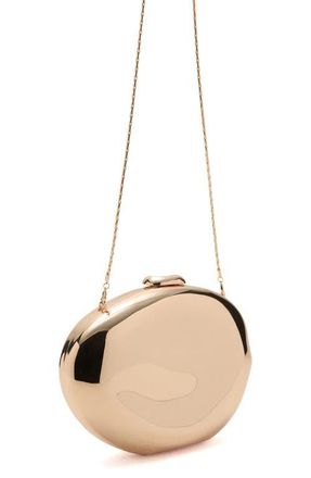 Mango Metallic Oval Clutch in Gold at Nordstrom