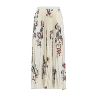 Etro Rokken, Dames, Beige, M, Polyester, Geplooide Sable Rok met Print