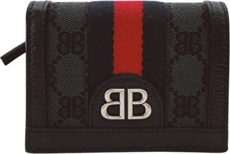 Gucci Black Leather Canvas Wallet (Bi-Fold) (Pre-Owned)