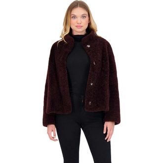Gorski Sheared Cashmere Goat Jacket in Dark Burgundy at Nordstrom, Size X-Large