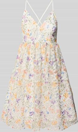 Vero Moda Knielanges Kleid mit V-Ausschnitt Modell LEANNA in Ecru, Gr&ouml;&szlig;e 38