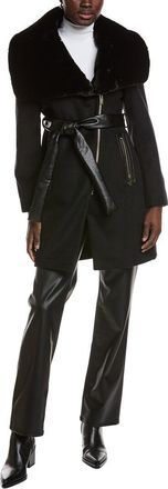 Via Spiga Asymmetrical Zip Wool-Blend Coat