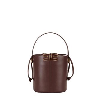 Elisabetta Franchi Bucket Bags, female, Brown, Size: ONE SIZE Bucket Bag with Logo Detail