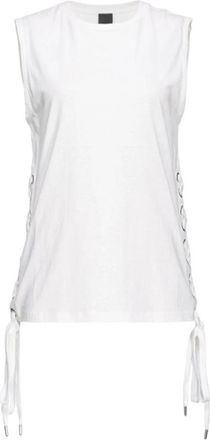 Pinko T-shirt met veters - Dames - Tops zonder mouwen - Wit - S - Katoen - Tops