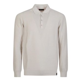 Fay Round-neck Knitwear, male, Beige, Size: XL Polo Neck Sweater