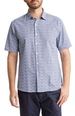 WESTZEROONE Bowfin Short Sleeve Button-Up Shirt in Blue/White at Nordstrom Rack, Size Xx-Large